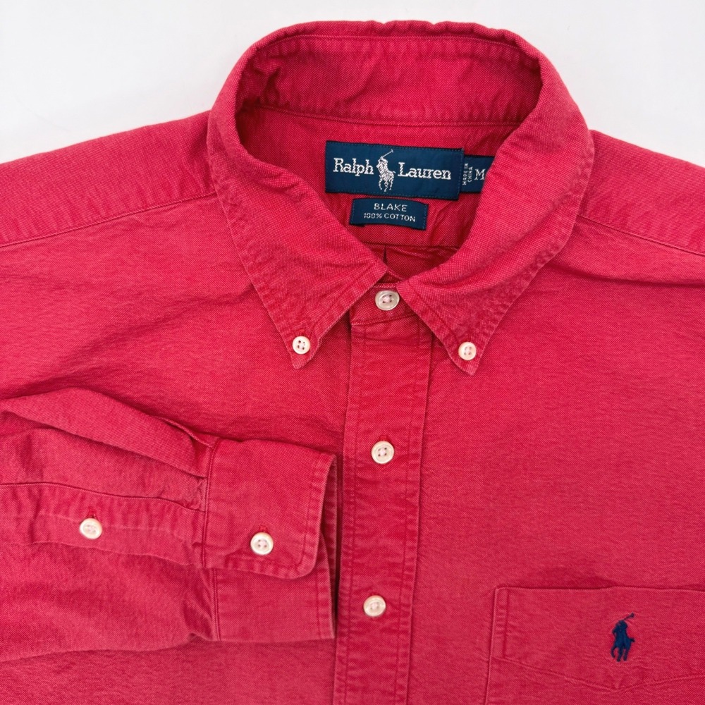 Polo Ralph Lauren Button Down Mens M Red Blake 100% Cotton Long Sleeve Pony Logo